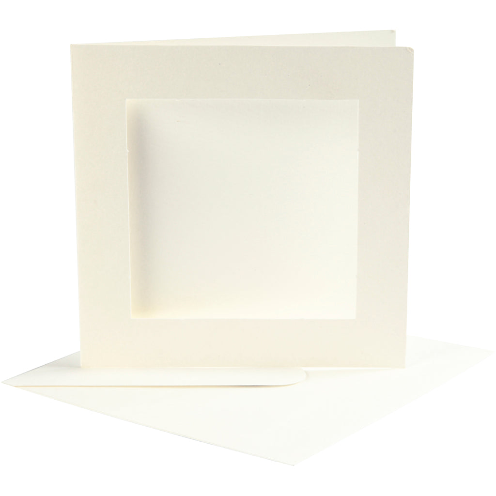 Creativ Company Passepartoutkarten, Kartengröße 12,5 x 12,5 cm, Umschlaggröße 13,5 x 13,5 cm, gebrochenes Weiß, 10er-Set 1 Box