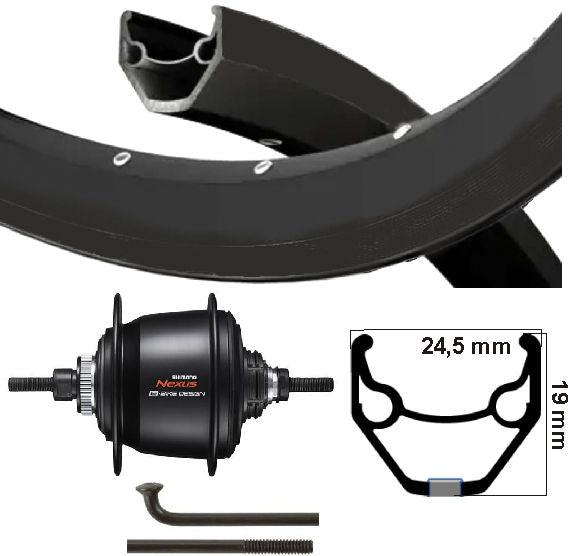 Kgs Hinterrad 28 Zoll (622) Ryde Felge schwarz Nexus 8 Center Lock schwarz