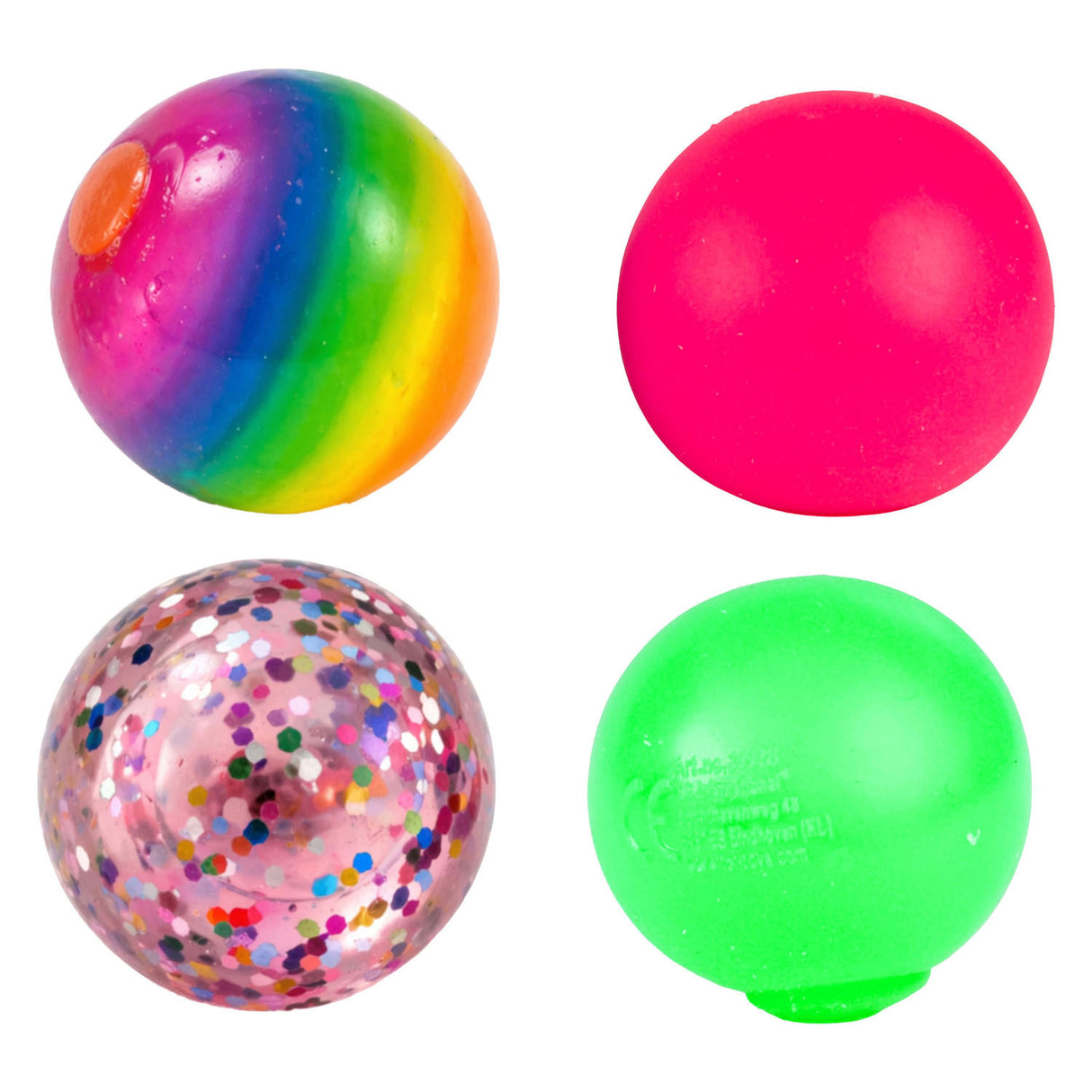 Toi-toys squishdough set knijpballen glitter neon 5cm, 4-pack