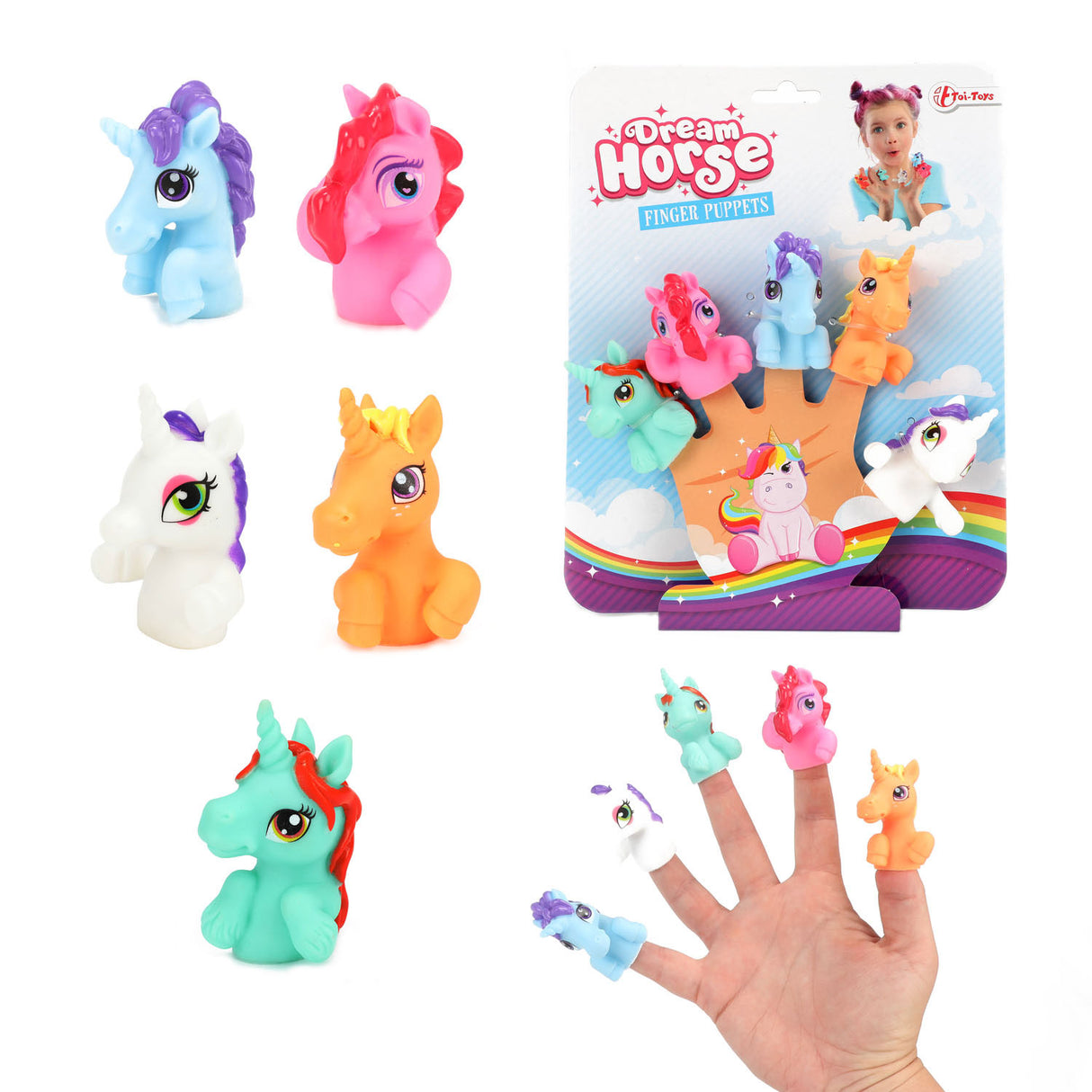 Toi-toys Fingerpuppen Einhorn, 5-tlg.