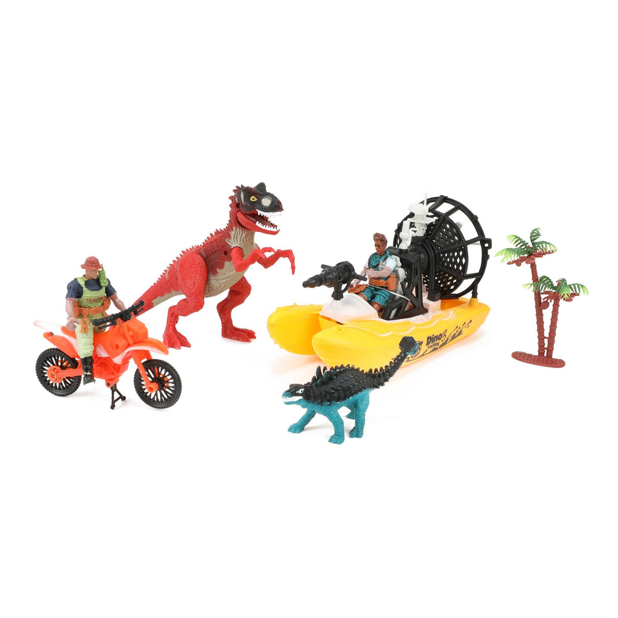 Spielset „Welt der Dinosaurier“ – Boot und Motorrad mit Dinosauriern