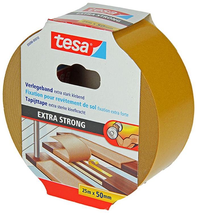 Tesa 1054489 – Teppichband extra stark 25 m x 50 mm | 6 Stück