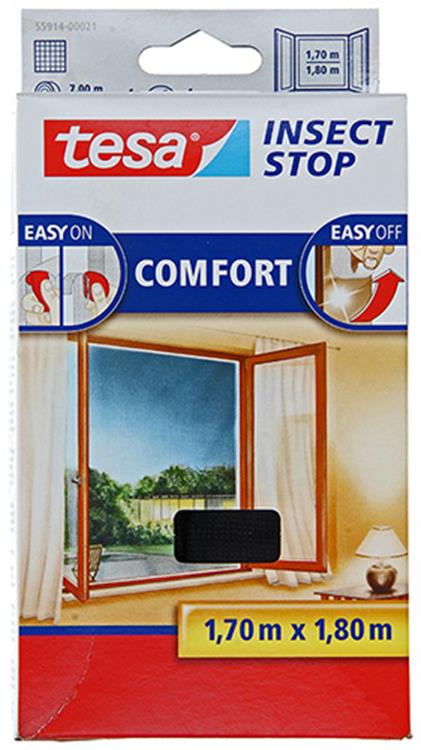Tesa 1050476 - insect stop premium - vliegenhor klittenband zwart 1,7x1,8m | 5 stuks