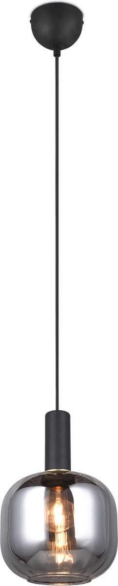 Trio diva - hanglamp - zwart mat - rookglas - excl. 1x e27 7 w - plafondbevestiging - in hoogte verstelbaar