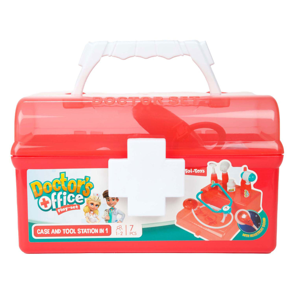 Toi-toys Arztkoffer rot mit Zubehör, 7-teilig.