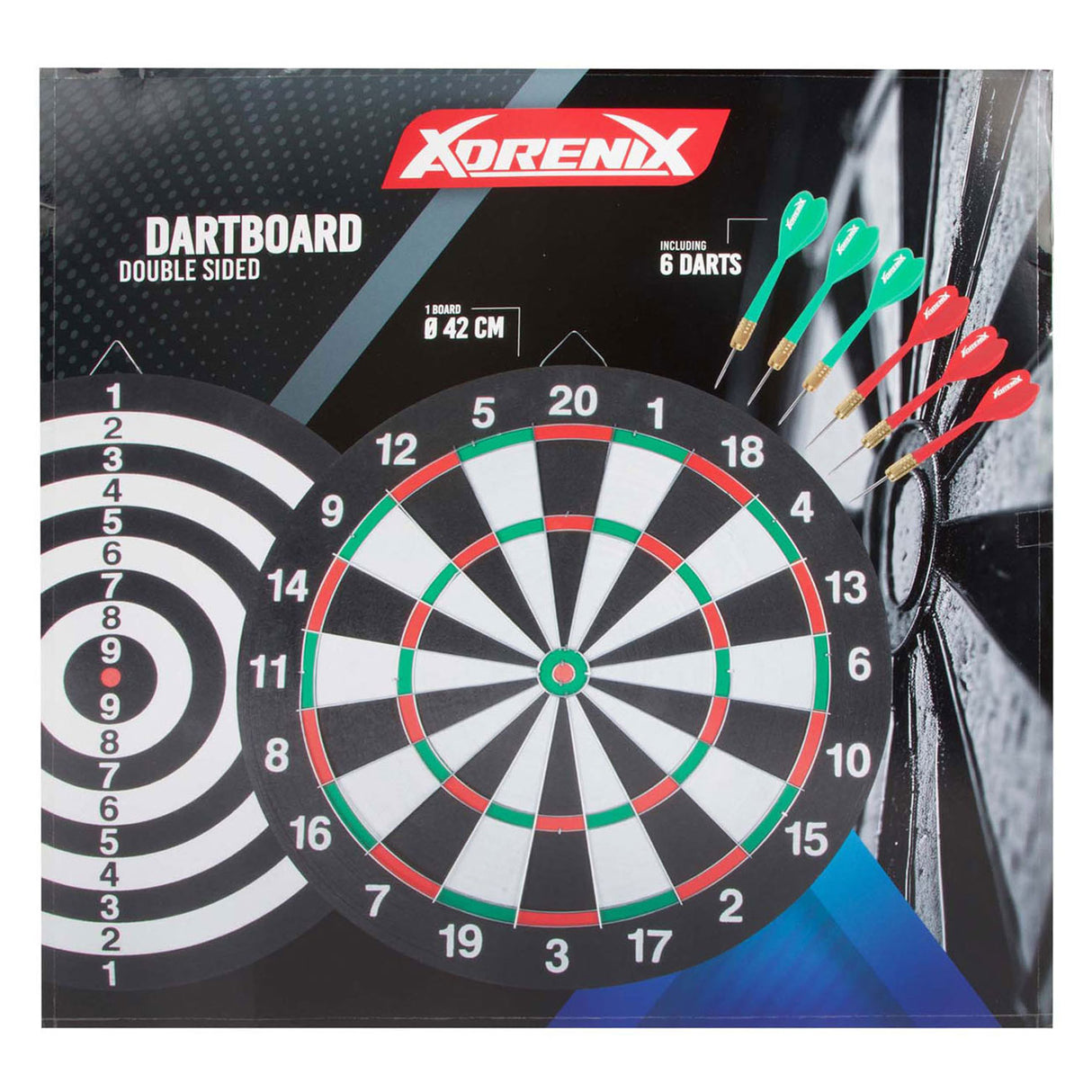 Adrenix Dartscheibe Klassiker mit 6 Pfeilen