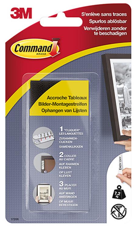 Command™ Bilderrahmenstreifen, 17206blk, Schwarz, Groß, 4 x 2 Streifen, 7,2 kg