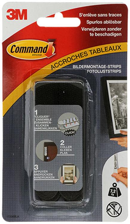 Command™ Bilderrahmenstreifen, 17206blk, Schwarz, Groß, 4 x 2 Streifen, 7,2 kg