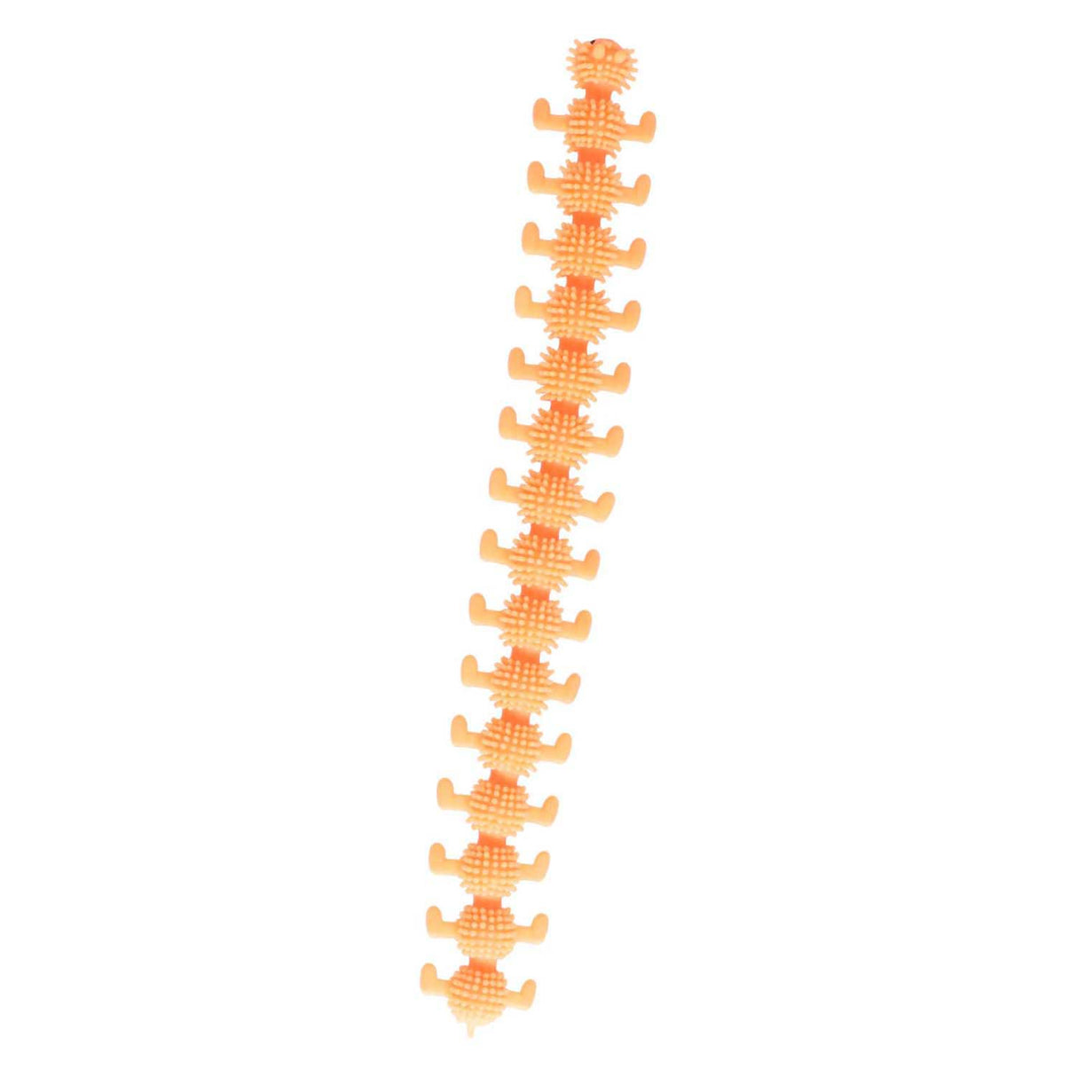 Jono spielt eine flauschige, dehnbare Fidget-Raupe