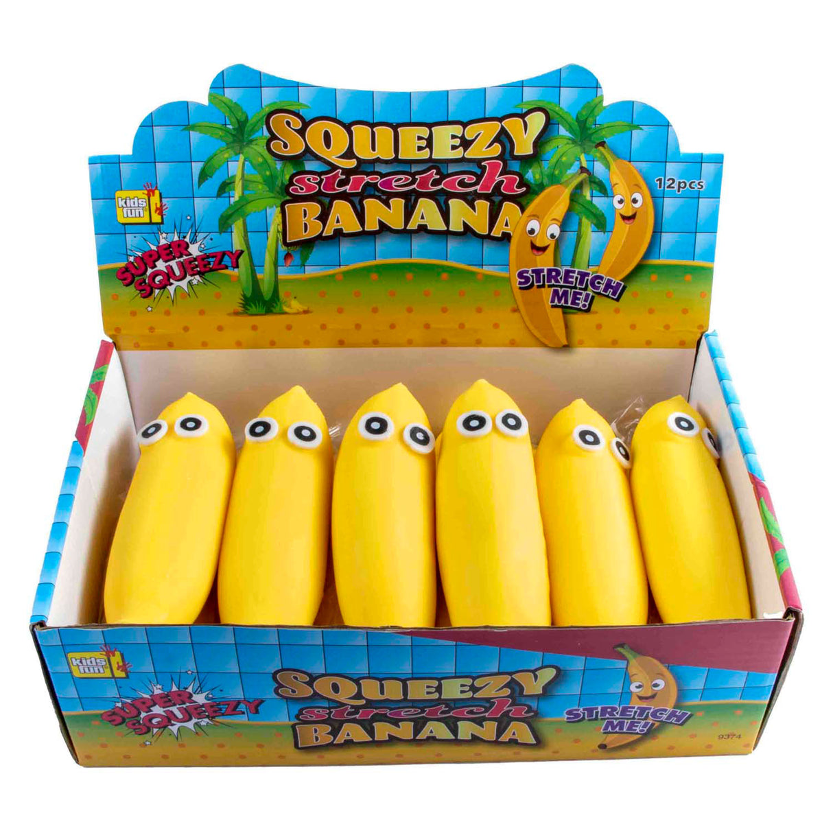 Jono Toys Squeeze lustige Bananen Anti-Stress-Stretch-Squeeze-Figur, 12-tlg.