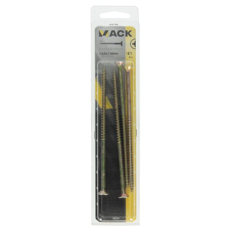 Mack 1006975 - spaanplaatschroef vz kop geelverzinkt 4st 6 x 130mm | 5 stuks