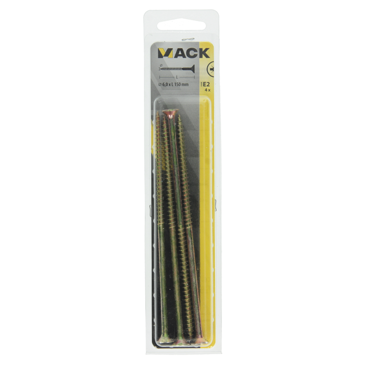 Mack 1006977 - spaanplaatschroef vz kop geelverzinkt 4st 6 x 150mm | 5 stuks