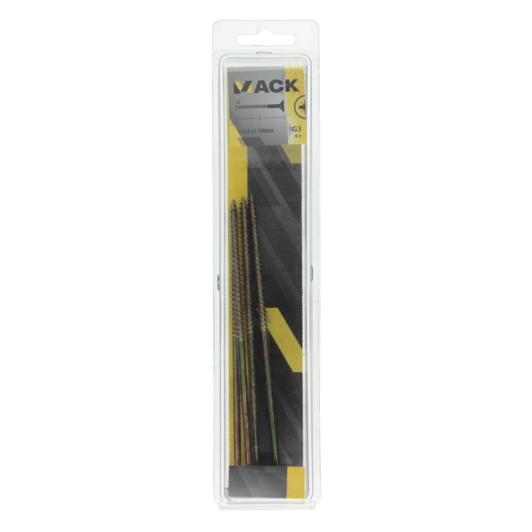 Mack 1006978 - spaanplaatschroef vz kop geelverzinkt 4st 6 x 160mm | 5 stuks