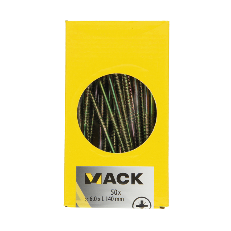 Mack 1006987 - spaanplaatschroef vz kop geelverzinkt 50st 6 x 140mm | 3 stuks