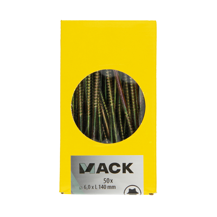 Mack 1006993 - spaanplschrf. vzkop-zelfb geelverzinkt 50st 6 x 140mm | 3 stuks