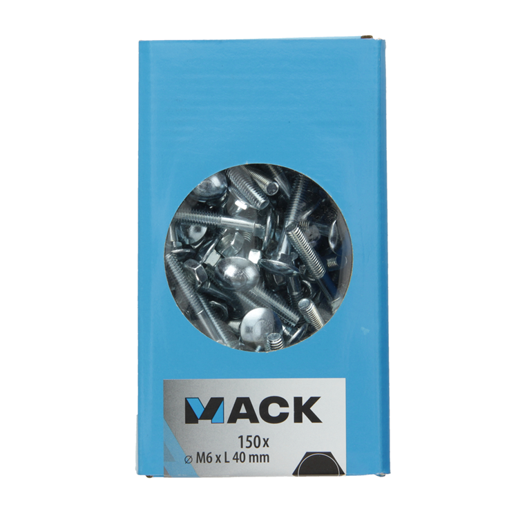 Mack 1007051 - houtbout + moer verzinkt 150 st 6 x 40 mm | 2 stuks
