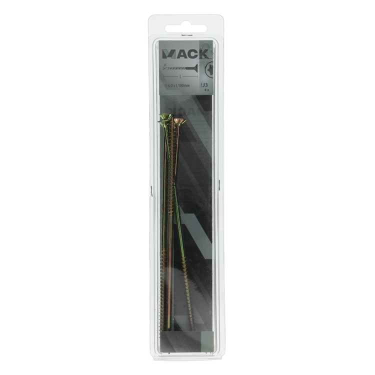 Mack 1006984 - spaanplschrf. vzkop-zelfb geelverzinkt 4st 6 x 180mm | 5 stuks