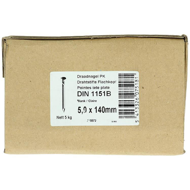 1015656 - doos 5 kg. nagels platte kop 5,0x140 mm | 2 stuks