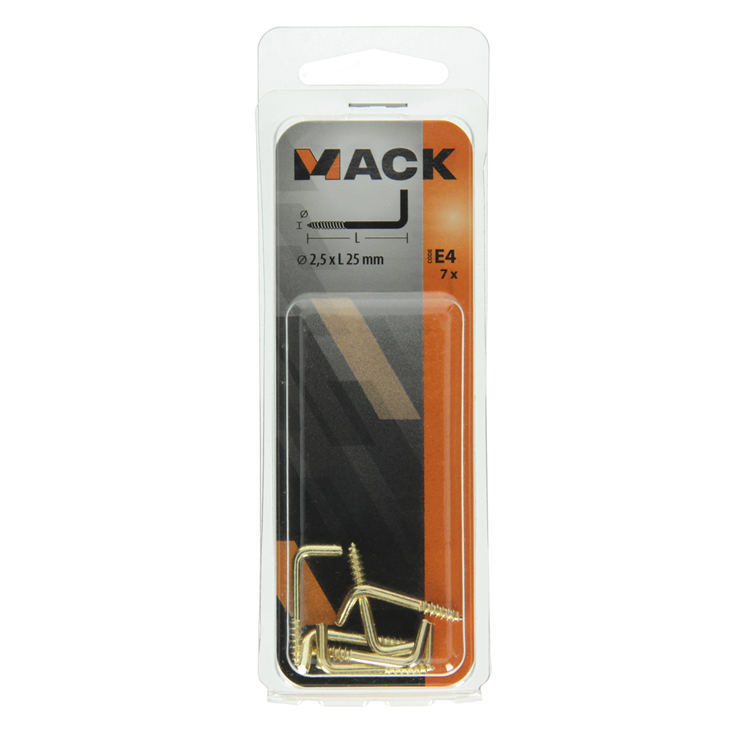 Mack 1019701 - schroefduim messing 7 st 2,5 x 25mm | 10 stuks