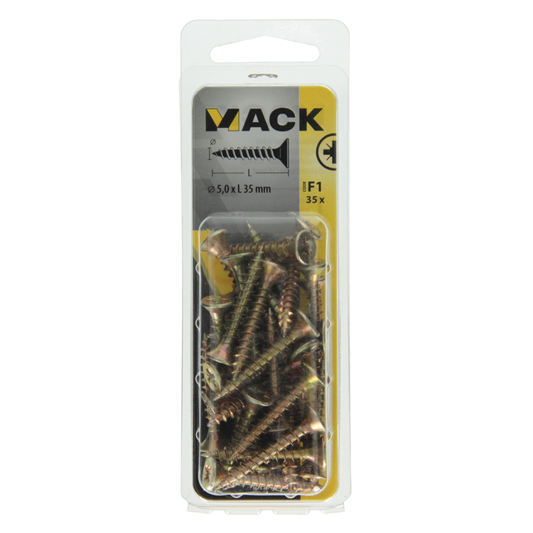 Mack 1017985 - spaanplaatschroef vz kop geelverz. 35st 5,0 x 35 mm | 5 stuks