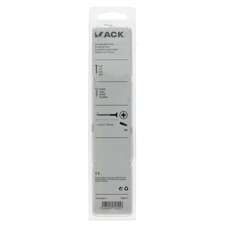 Mack 1006977 - spaanplaatschroef vz kop geelverzinkt 4st 6 x 150mm | 5 stuks