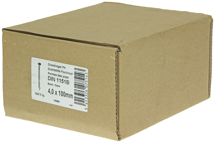 1015652 - doos 5 kg. nagels platte kop 4,0x100 mm | 2 stuks