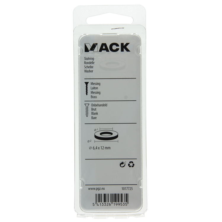 Mack 1017725 - sluitring messing 6 st 6,4 x 12 mm | 10 stuks