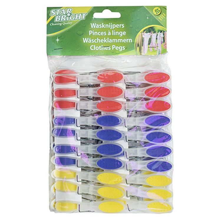 Starbright 1056829 - Wäscheklammern PVC Softgrip 40 Stück | 6 Stück