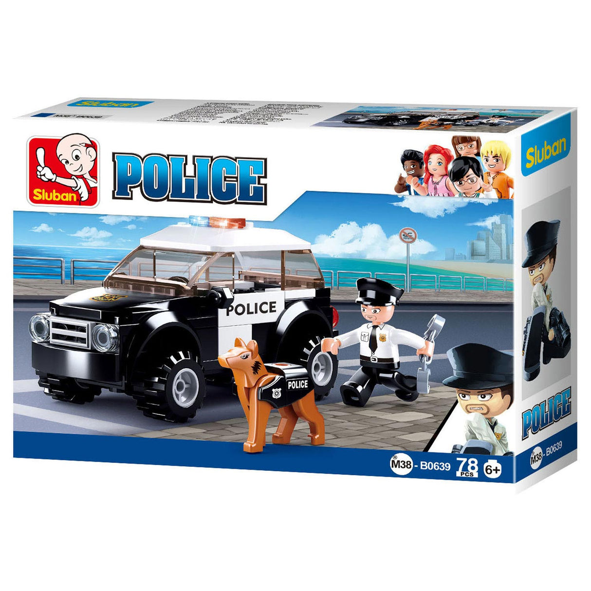Sluban-Polizeiauto mit Hund - 78-tlg.