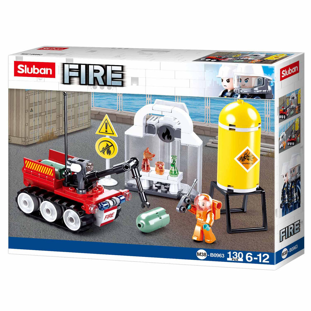 Sluban Feuerwehrroboter Drill Konstruktionsspielzeug für Kinder ab 6 Jahren – Konstruktionsspielzeug Modellbau Feuerwehrroboter – Baukasten mit 130 Bausteinen und 1 Minifigur – M38-B0963