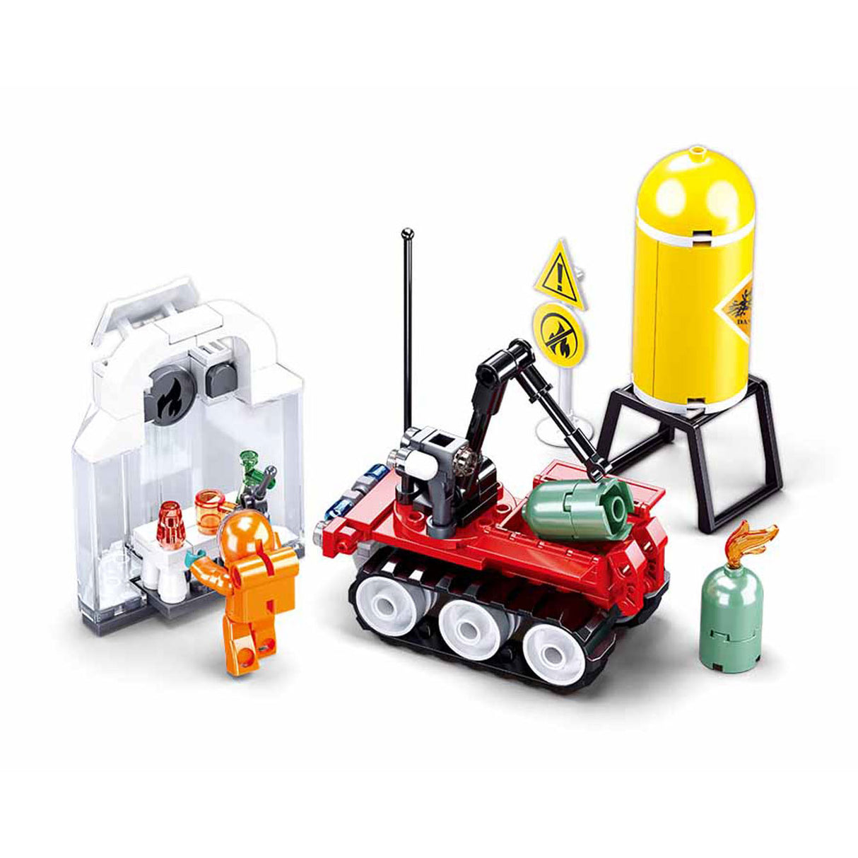 Sluban Feuerwehrroboter Drill Konstruktionsspielzeug für Kinder ab 6 Jahren – Konstruktionsspielzeug Modellbau Feuerwehrroboter – Baukasten mit 130 Bausteinen und 1 Minifigur – M38-B0963