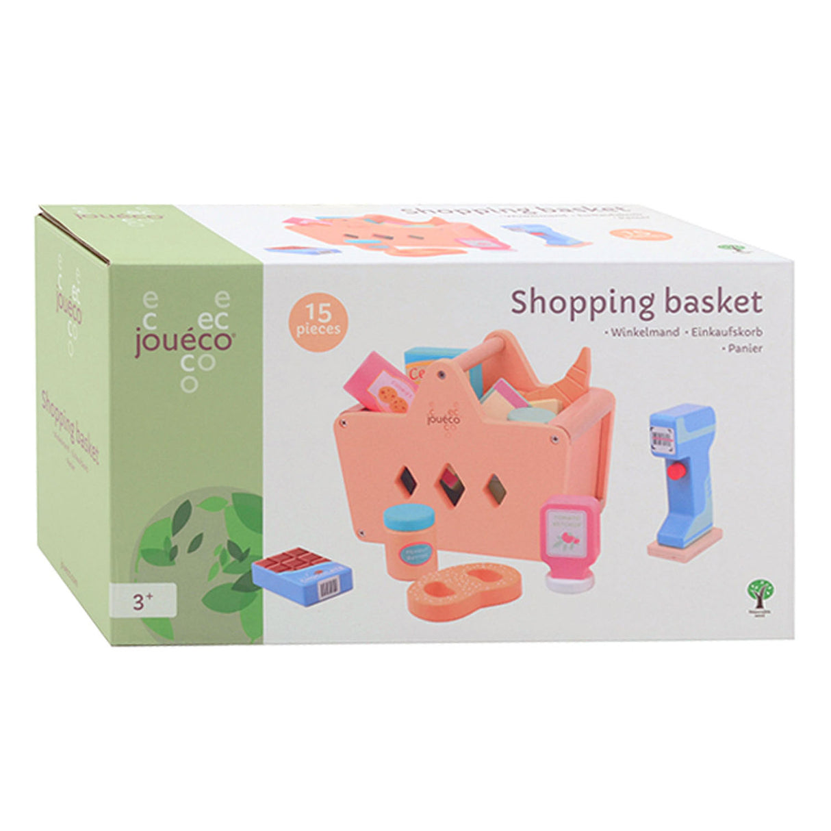 Jouéco – Einkaufswagen mit Lebensmitteln und Scanner – 17,3 cm