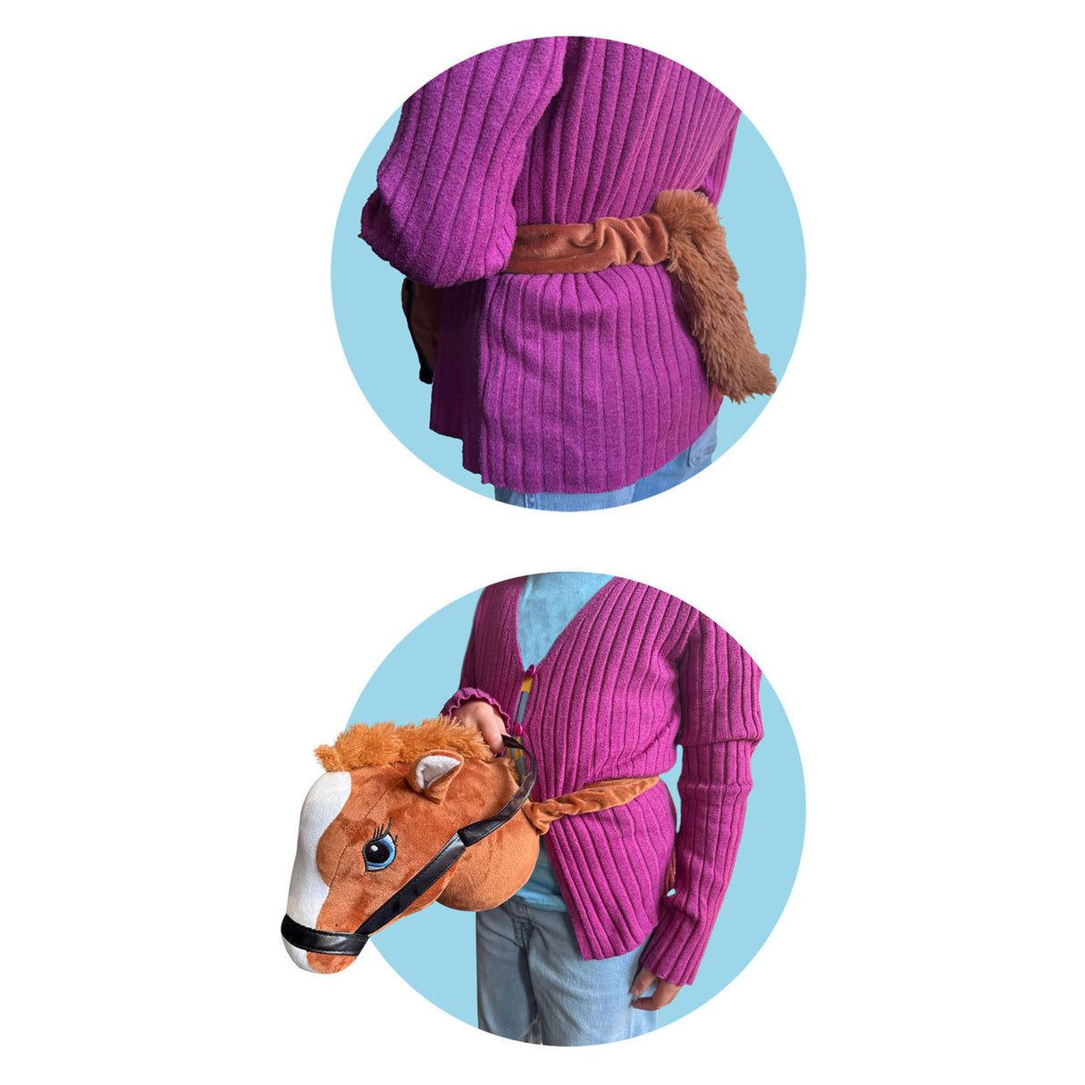 Johntoy Holly Horse Pferdekopf braun mit Gummiband – um die Taille befestigen
