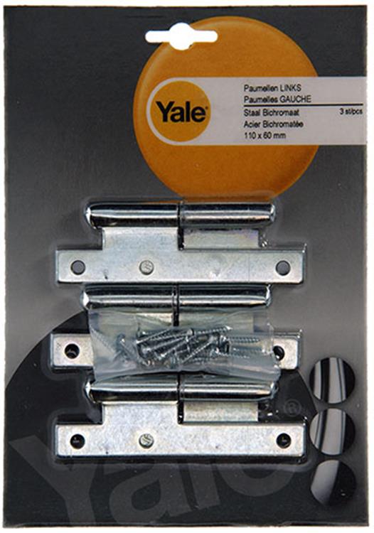 Yale 1019135 - 3 stalen paumellen verzinkt links 110x60mm | 2 stuks