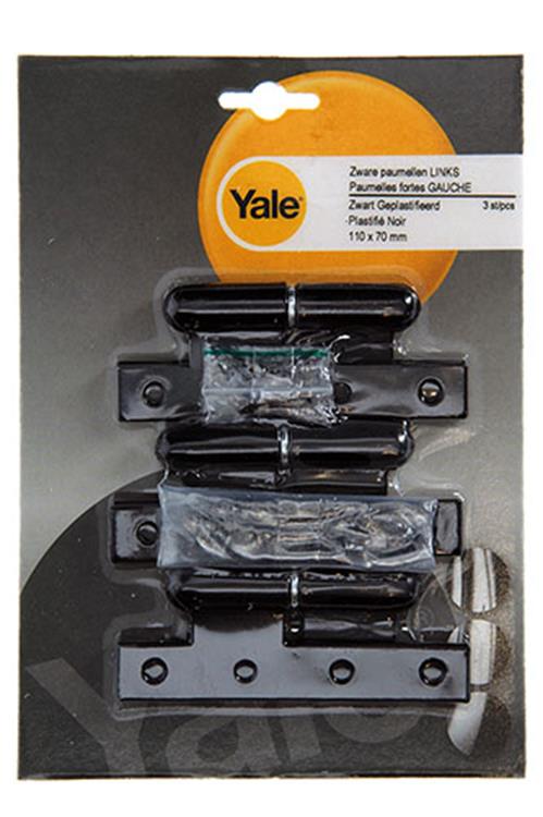Yale 1019156 - 3 zware paumellen zwart geplast.links 110x70mm | 2 stuks