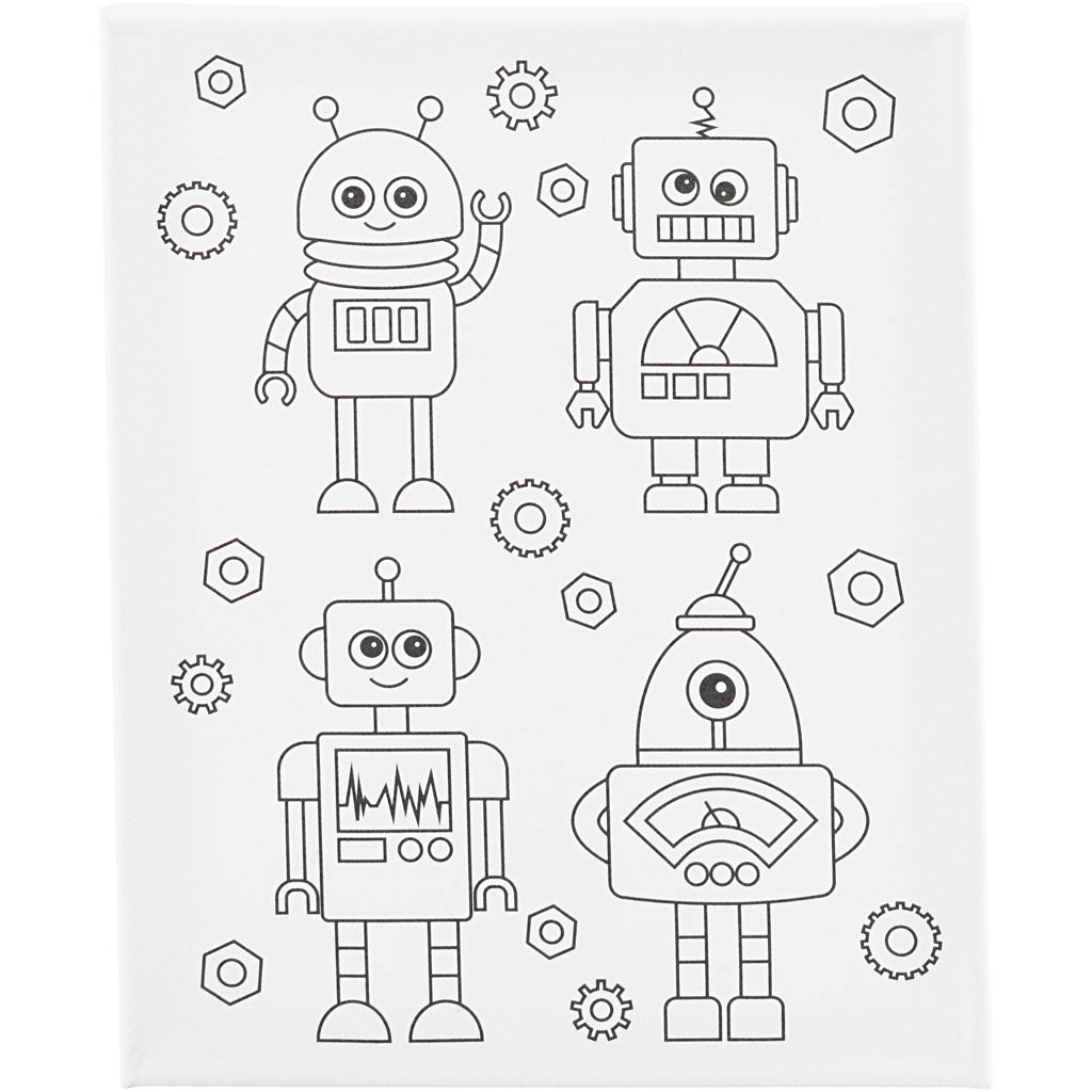 Creativ Company Malleinwand mit Druck, Roboter, D: 1,6 cm, Größe 24x30 cm, 360 g, 1 Stück