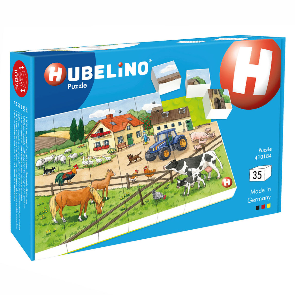 Hubelino Blockpuzzle Leben auf dem Bauernhof - 35 Teile.