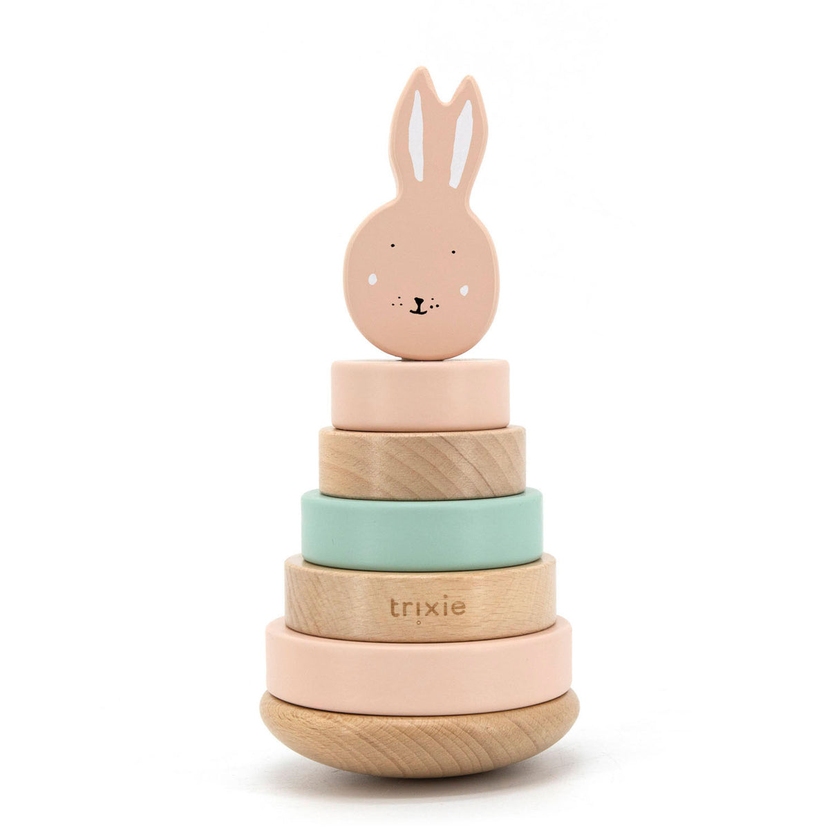 Trixie Stapelturm aus Holz - mrs. Hase – Stapelspielzeug aus Holz – Lernspielzeug – für Jungen und Mädchen – rosa