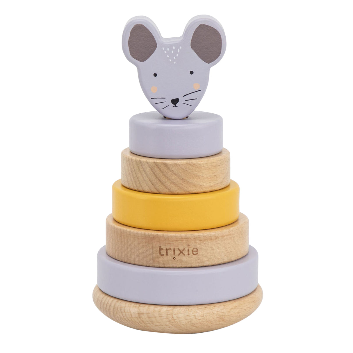 Trixie Stapelturm aus Holz - mrs. Maus – Stapelspielzeug aus Holz – Lernspielzeug – für Jungen und Mädchen – Maus
