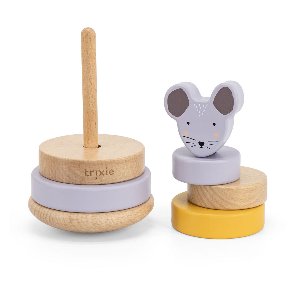 Trixie Stapelturm aus Holz - mrs. Maus – Stapelspielzeug aus Holz – Lernspielzeug – für Jungen und Mädchen – Maus