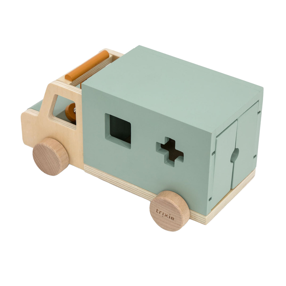 Trixie Holzspielzeug - Krankenwagenauto - Spielzeugauto für Kinder - Krankenwagen - für Jungen und Mädchen - FSC