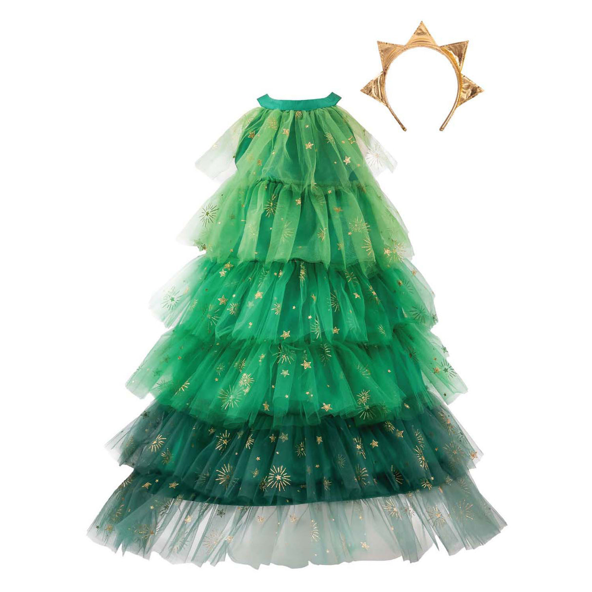 Tolles Weihnachtsbaumkleid mit Stirnband – 5–6 Jahre