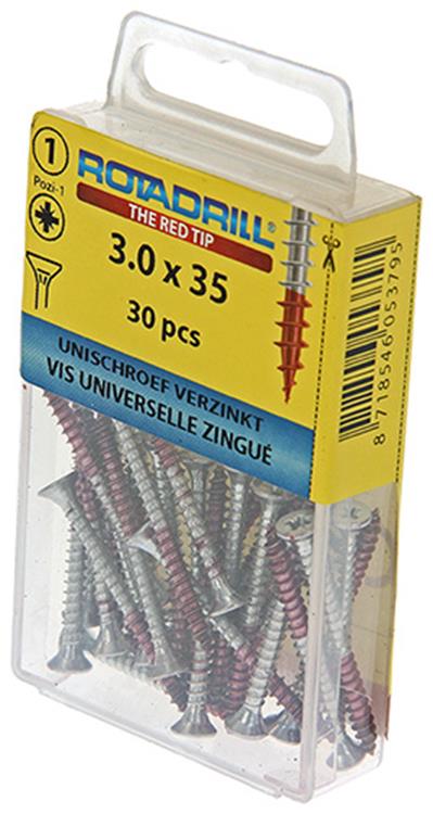 Rotadrill 1039771 - universeelschroef vk pzd vz 3.0x35mm (30) | 6 stuks