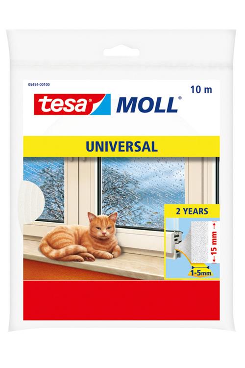 Tesa moll tochtstrip - schuimprofiel - voor ramen en deuren - wit - 10 meter x 15 mm