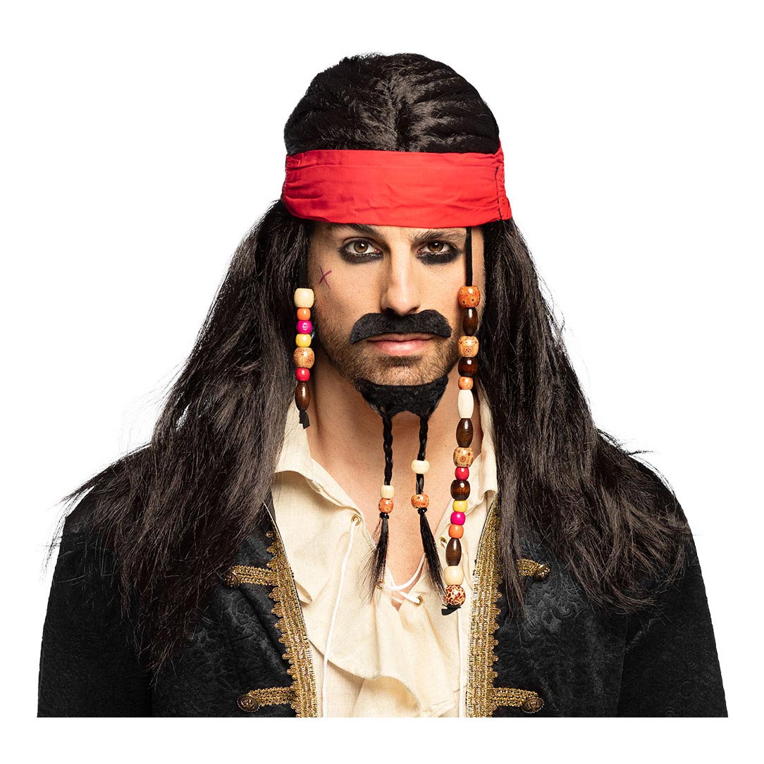 Boland Perücke Tobias mit Kopftuch, Schnurrbart und Bart