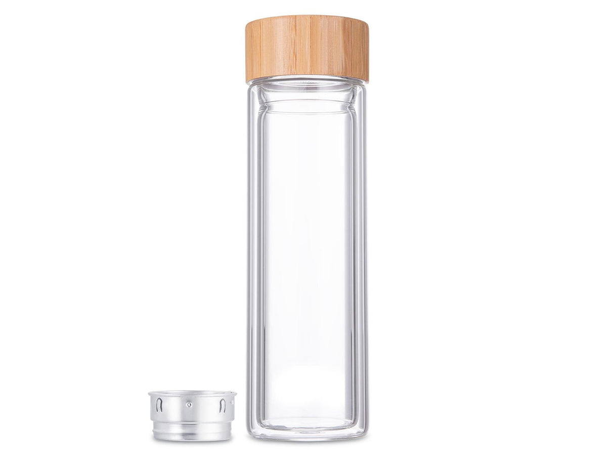 Svenska Living doppelwandige Glasflasche mit Edelstahlsieb