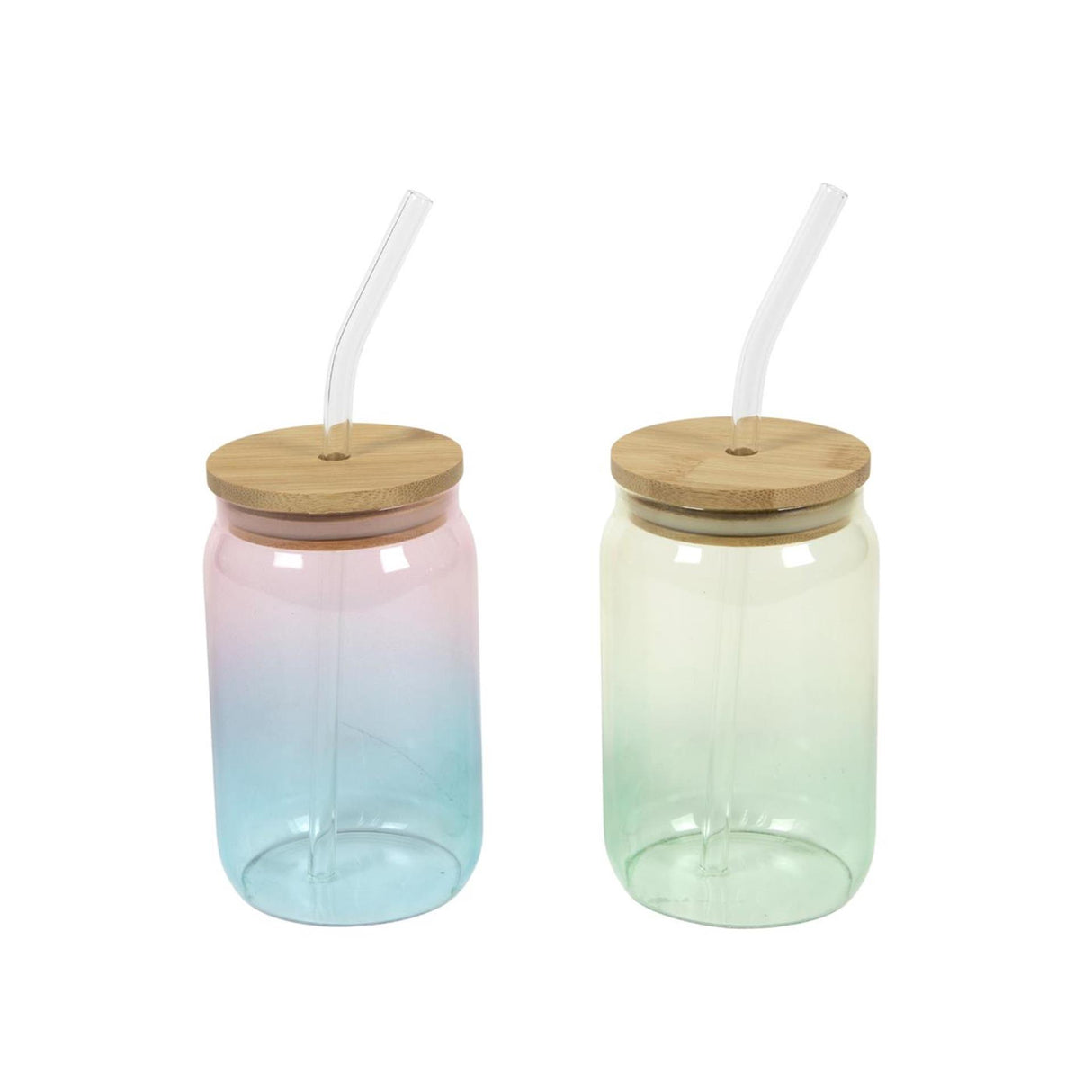 Drinkglas met rietje en deksel ø7,6x13cm