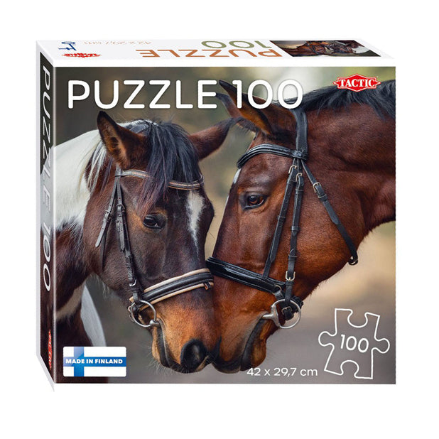Taktik verliebte Pferde – Puzzle – 100 Teile – warmes Tierporträt von Pferden – schlankes und beruhigendes Design – hohe skandinavische Qualität