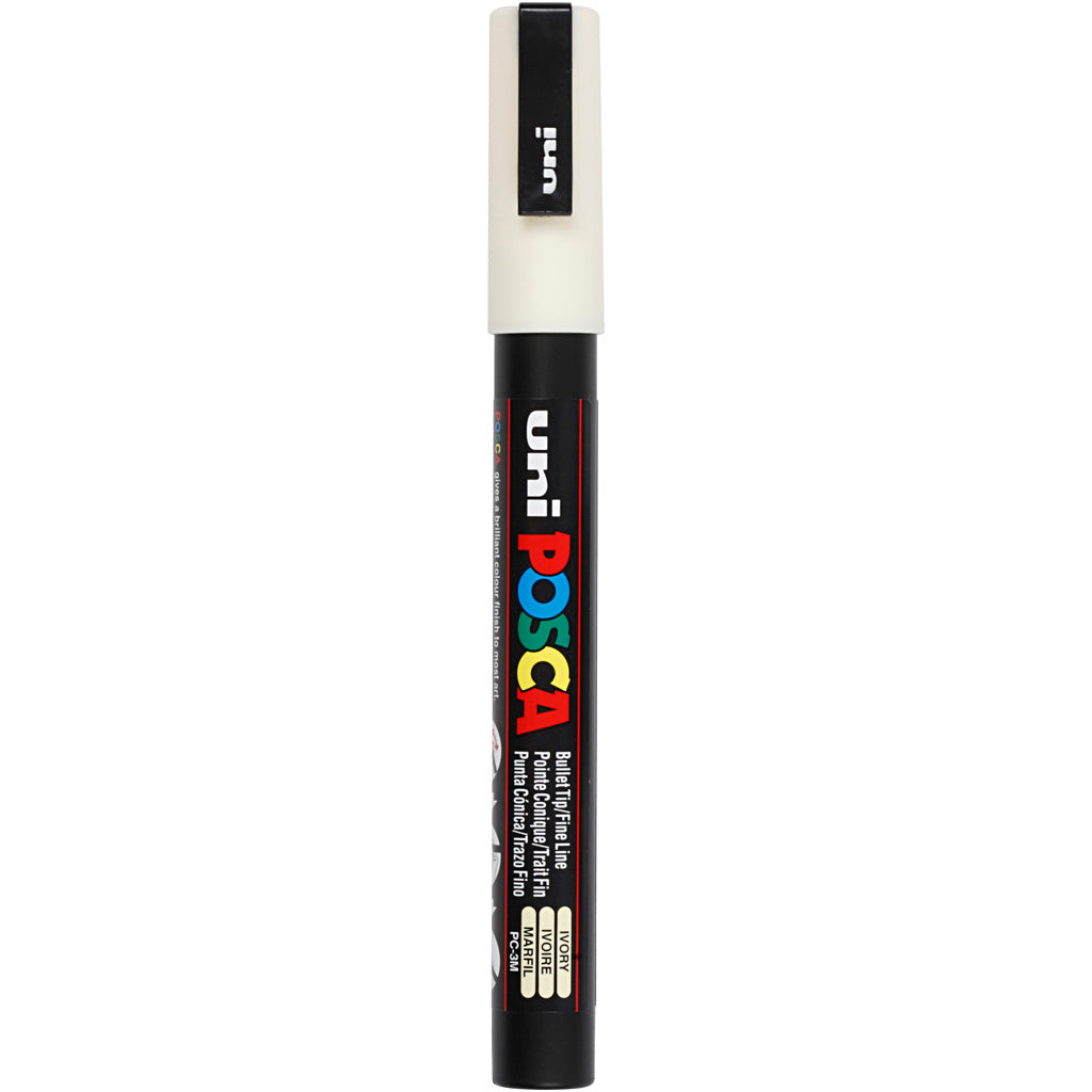 Uni-Posca Posca-Marker, Größe PC-3m, Strichbreite 0,9–1,3 mm, fein, Elfenbein, 1 Stück