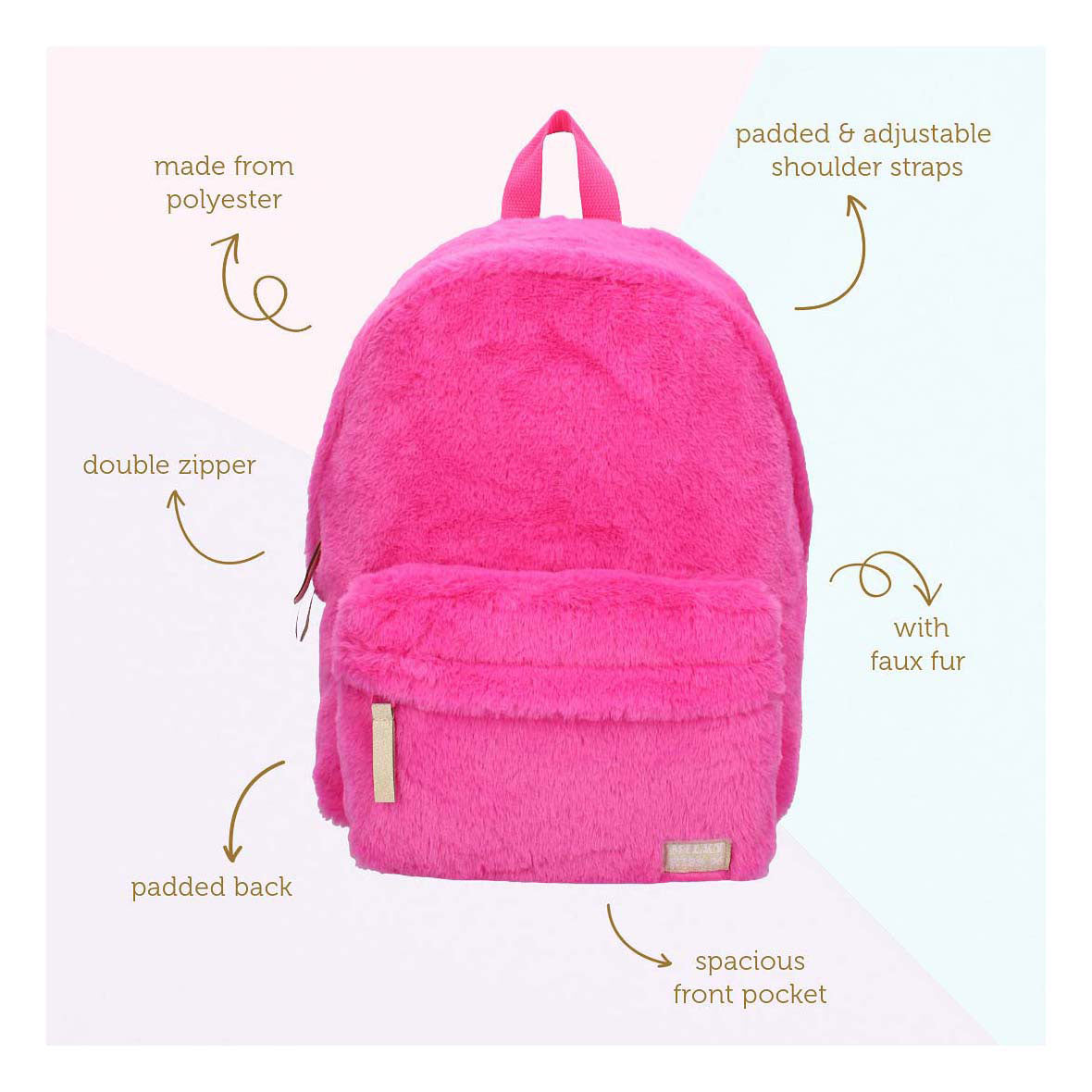 Milky Kiss Rucksack mit Wow-Faktor, flauschiges Rosa